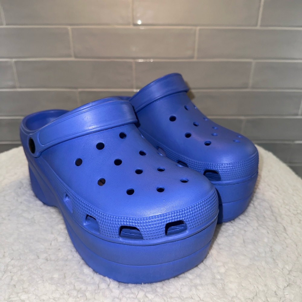 Blue Platform Clogs